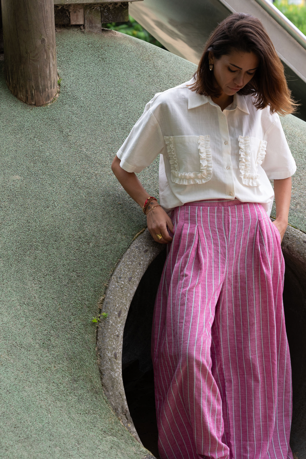 Wide Leg Striped Trousers - janandnova