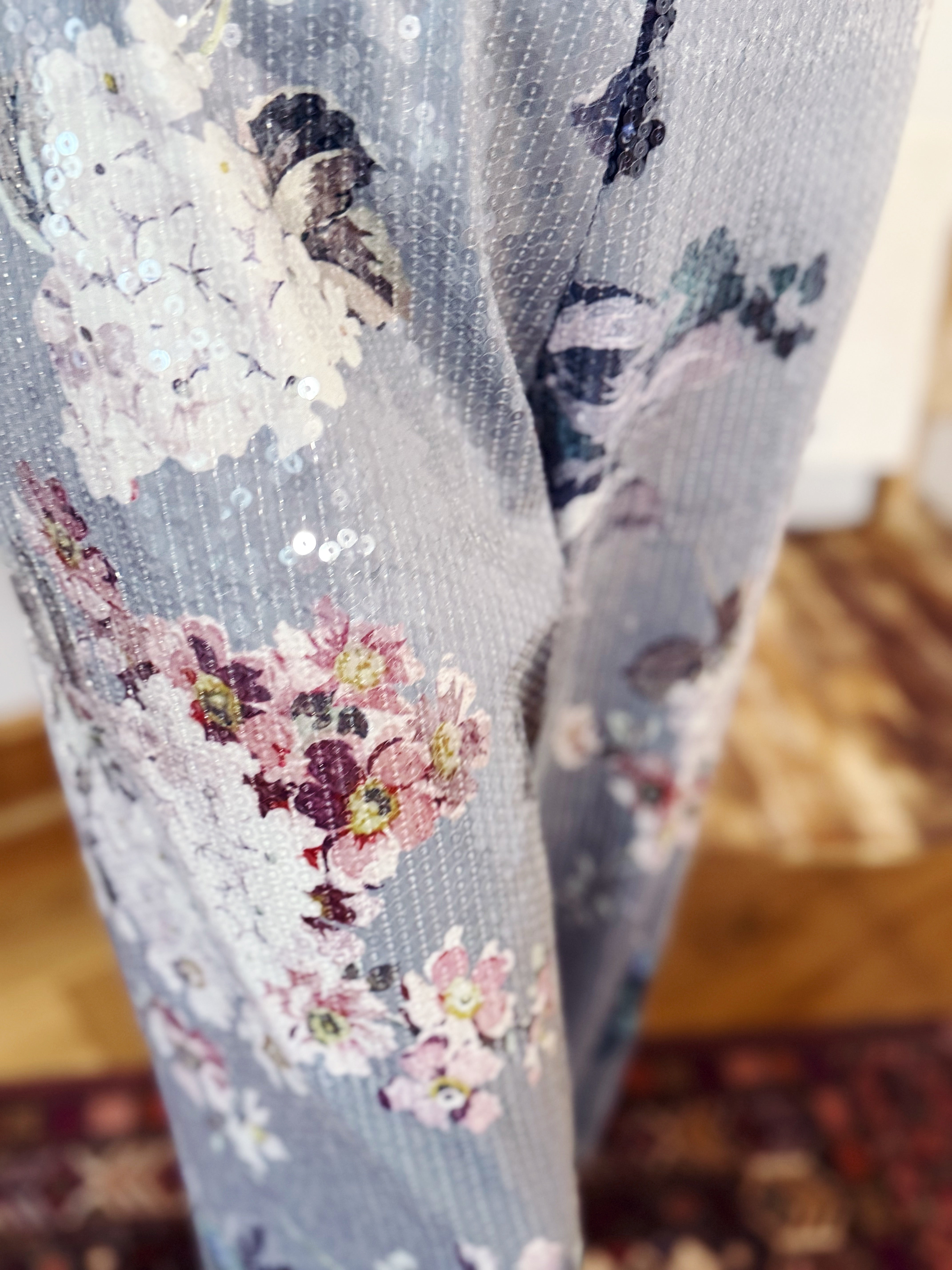 Floral detailed sequin trouser