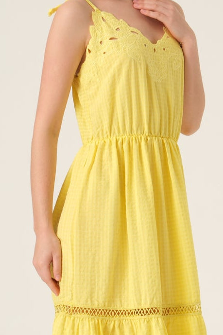 LACE TIERED CHECKERED DRESS