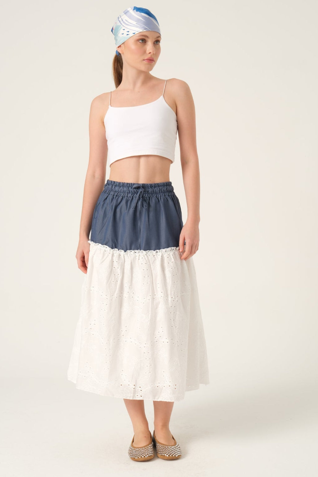 LACE-TIERED SKIRT