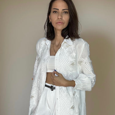 Pearl Embroidered White Shirt