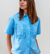 Ruffled Pocket Cotton Shirt - janandnova