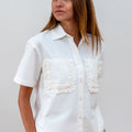 Ruffled Pocket Cotton Shirt - janandnova