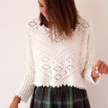 Pointelle Knit Ecru Jumper - janandnova