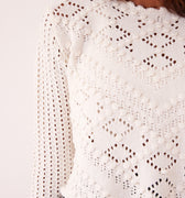 Pointelle Knit Ecru Jumper - janandnova