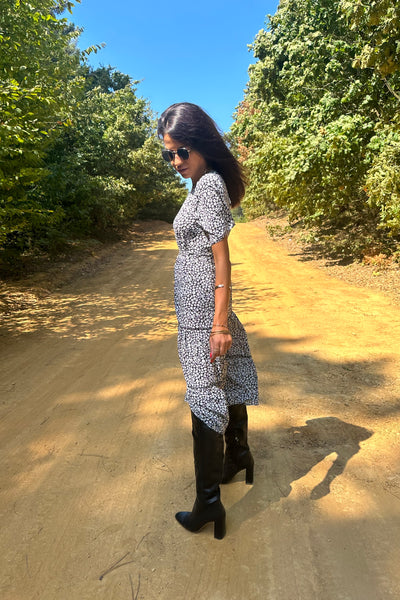 Black and White Floral Maxi Dress
