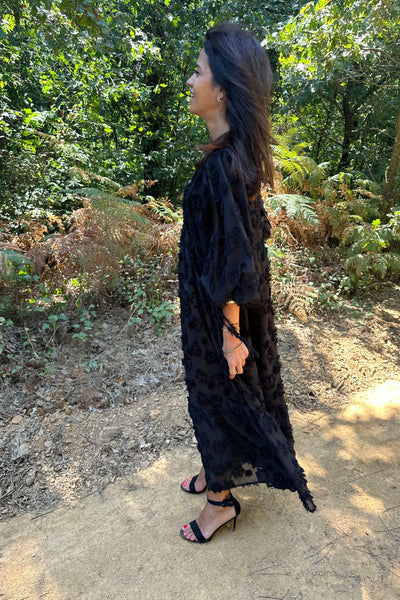 Black Furry Maxi Dress