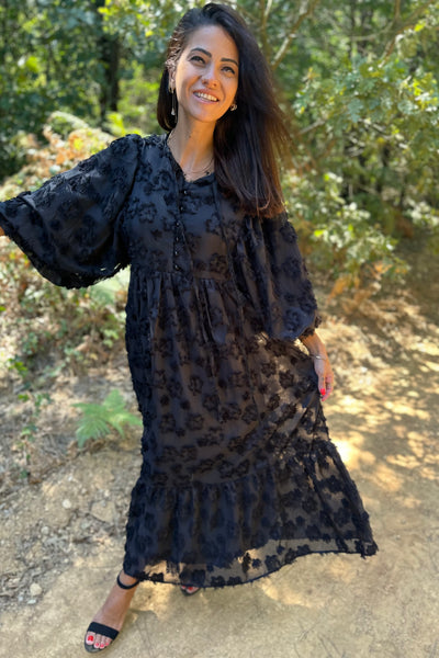 Black Furry Maxi Dress