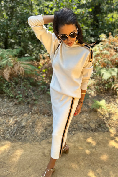 Creme Knit Skirt and Jumper Set