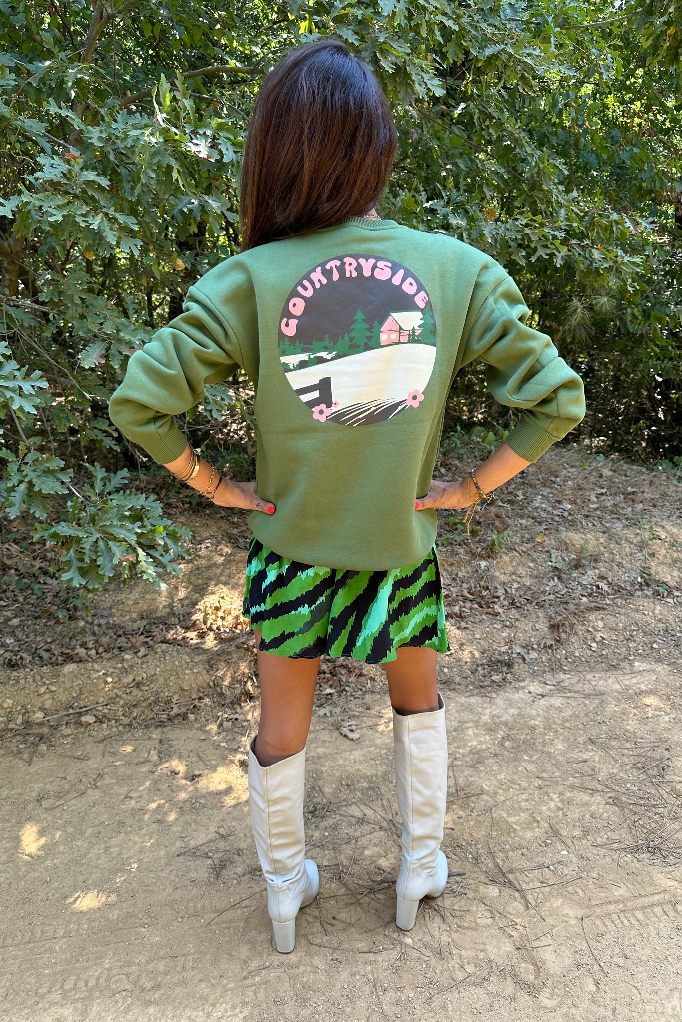Patterned Back Sweatshirt