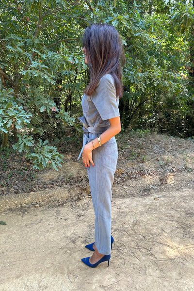 Cord Jumpsuit with Belt