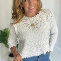 Pointelle Knit Ecru Jumper - janandnova