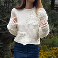 Fringed Beige Jumper - janandnova