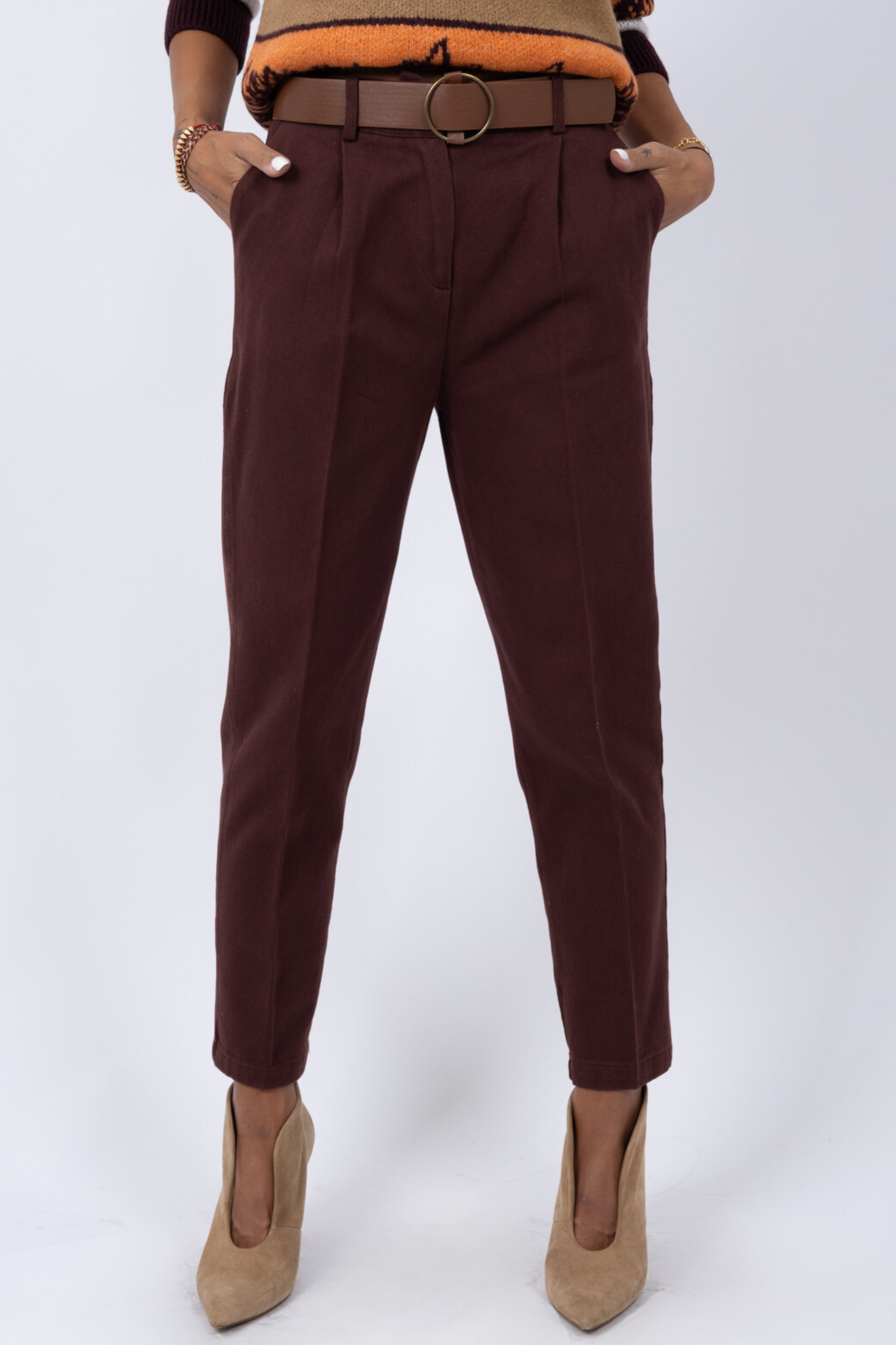 Cotton Chino Trousers with Belt