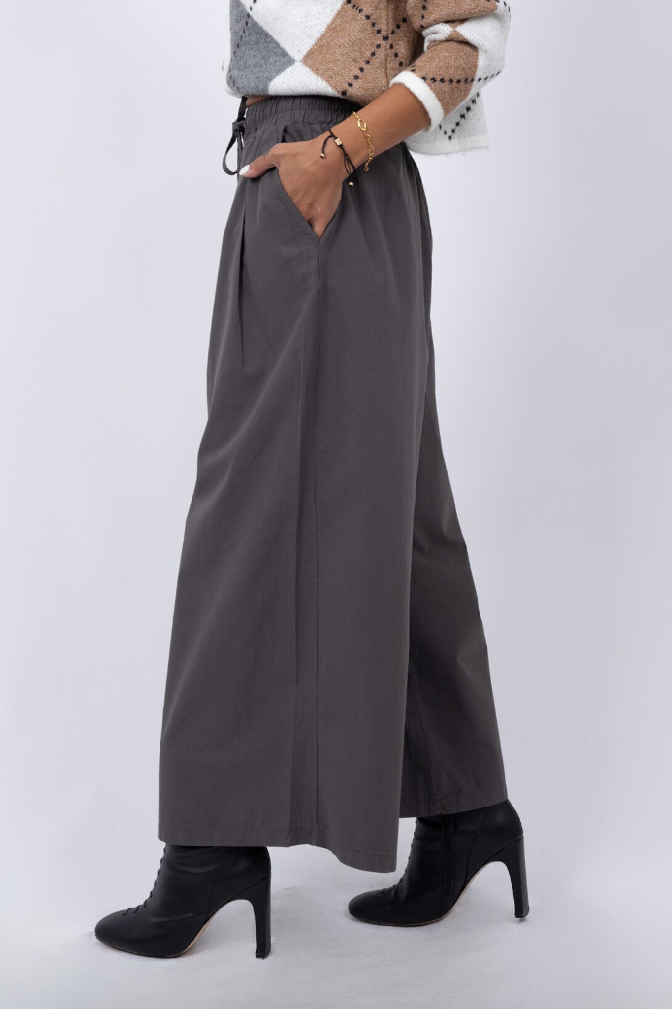 Drawstring Wide Leg Trousers