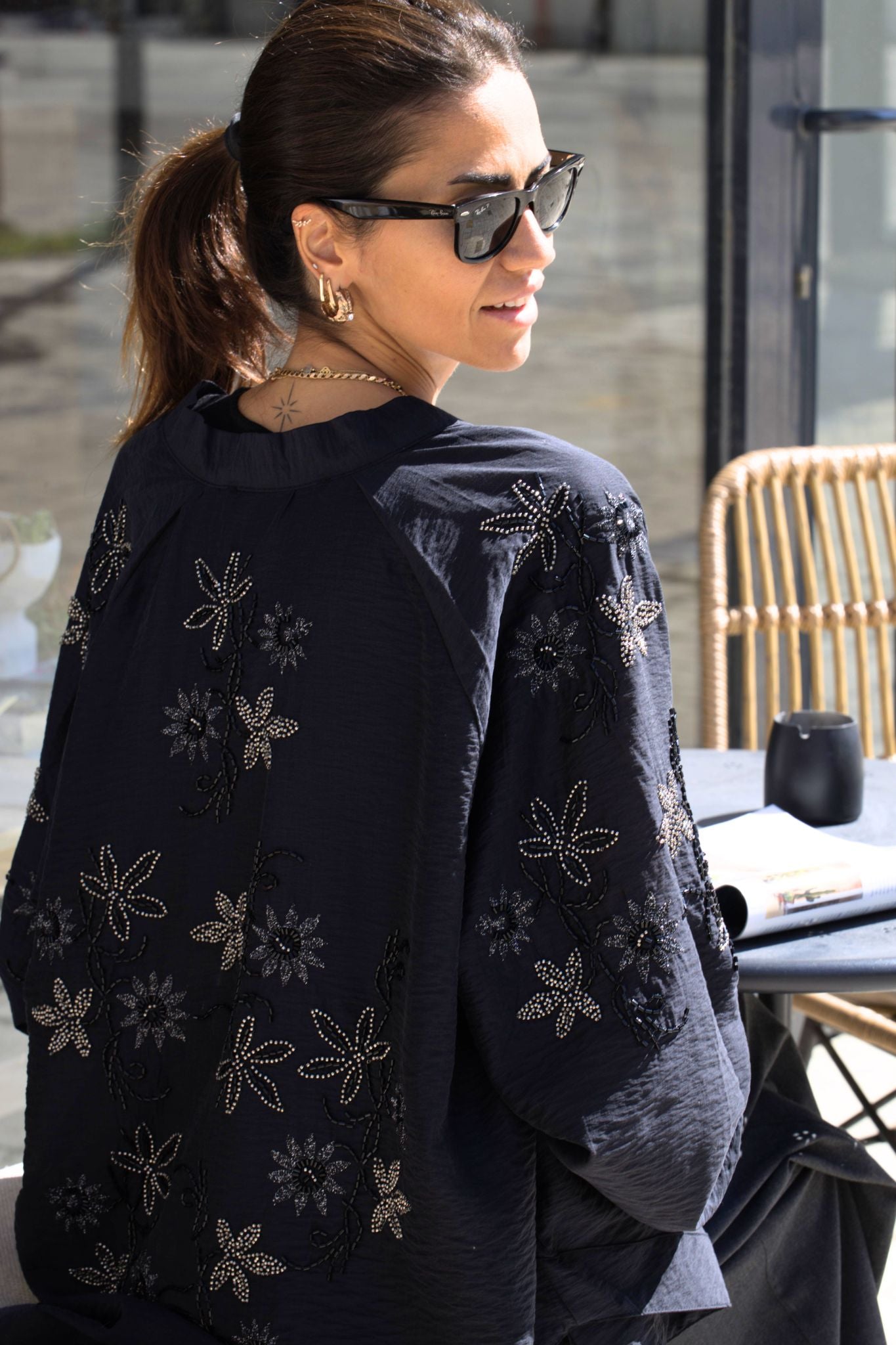 Floral Bead Back Shirt