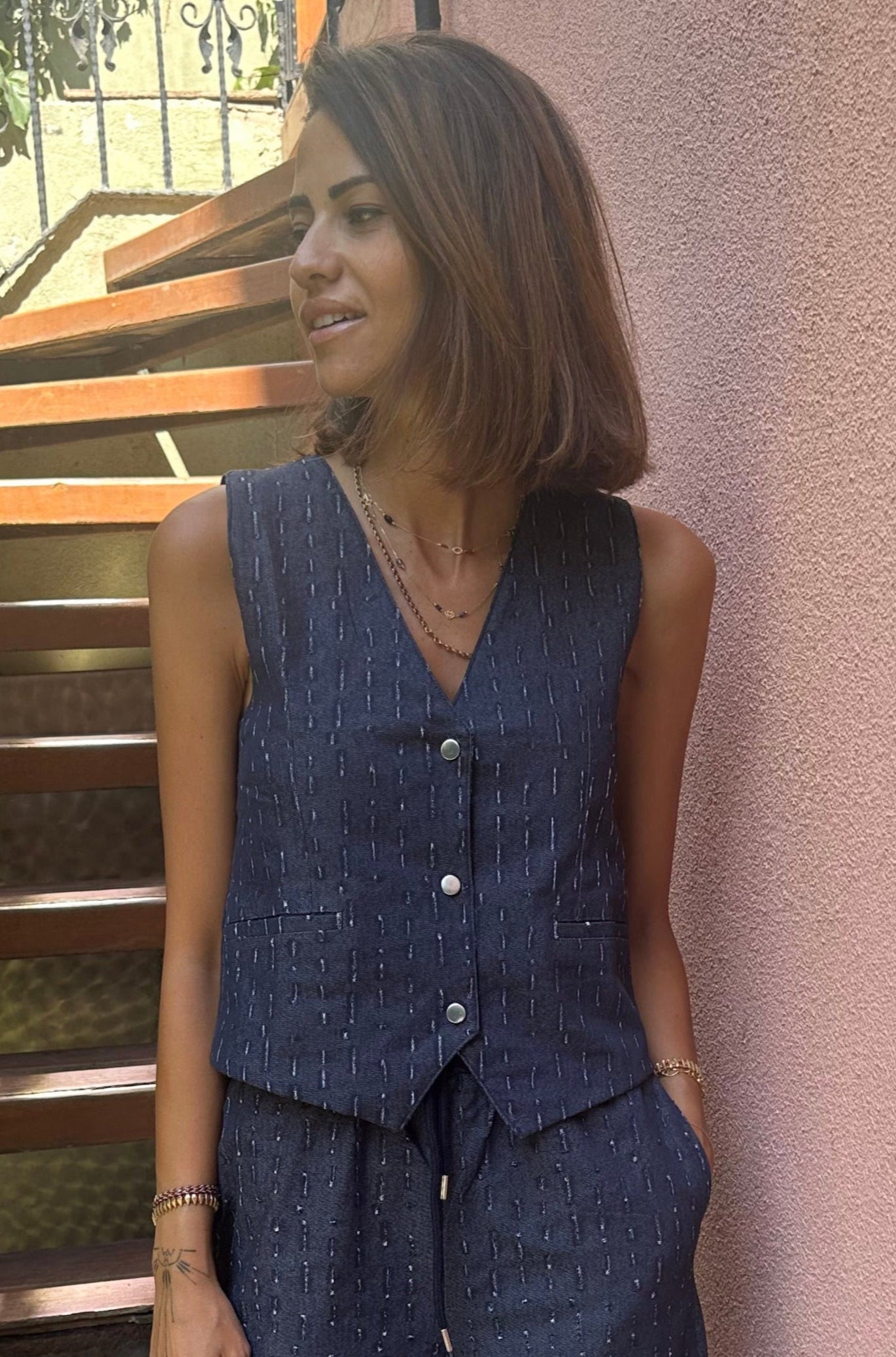 MORSE CODE STRIPE VEST