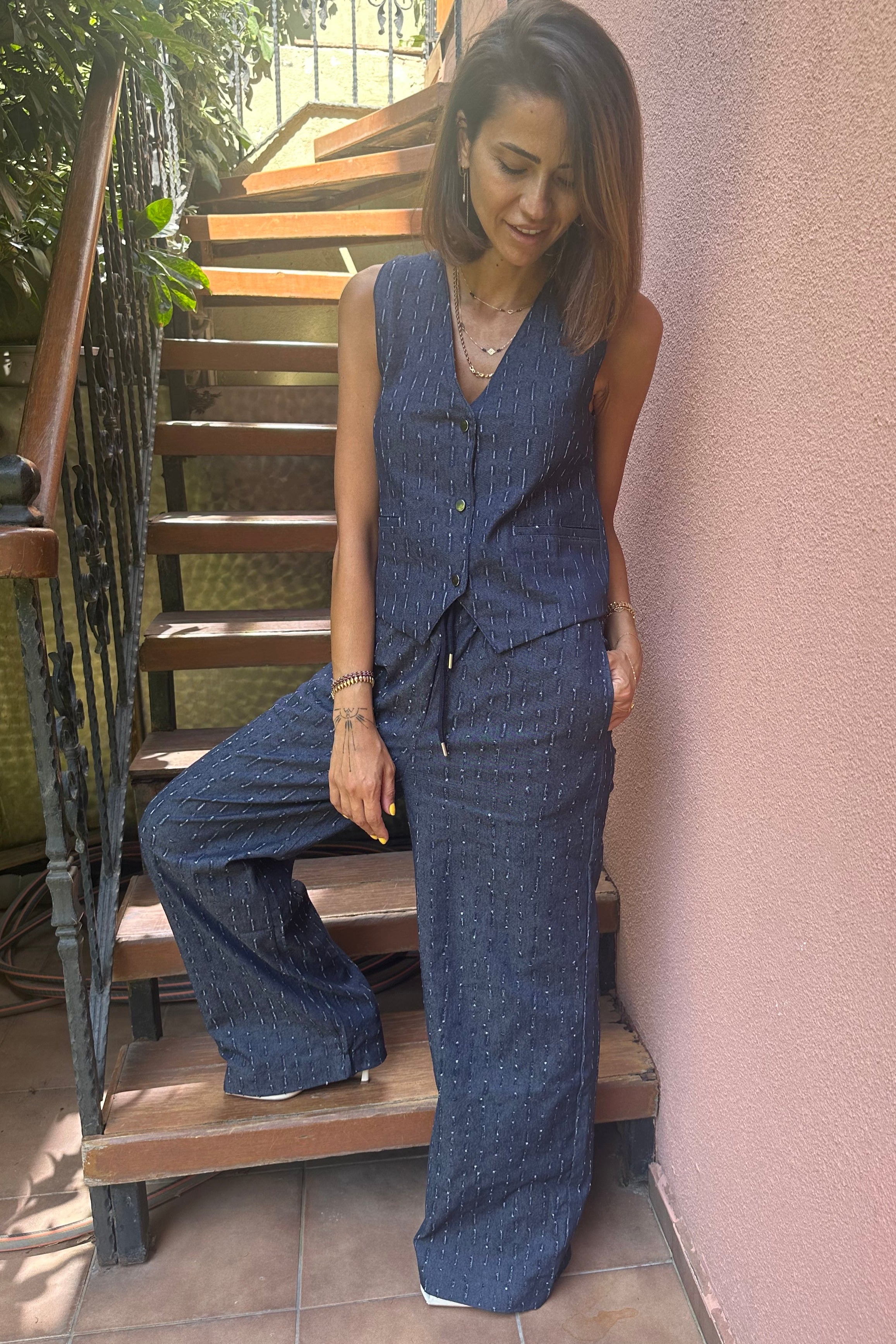 MORSE CODE STRIPE TROUSERS