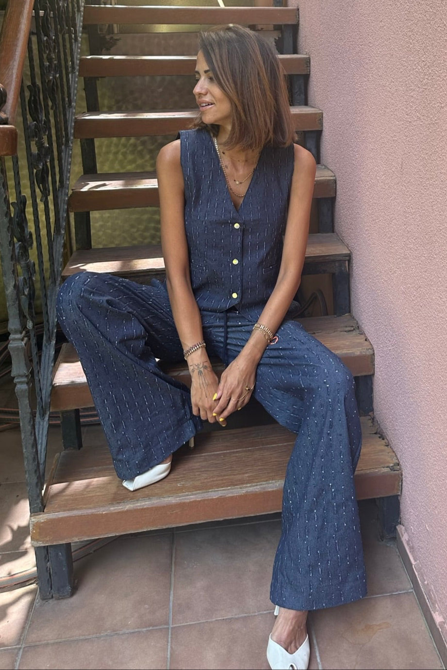MORSE CODE STRIPE TROUSERS
