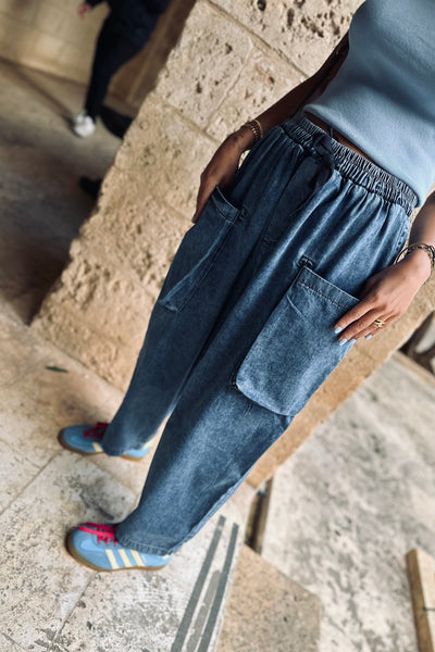 Front Pocket Detailed Denim Trousers