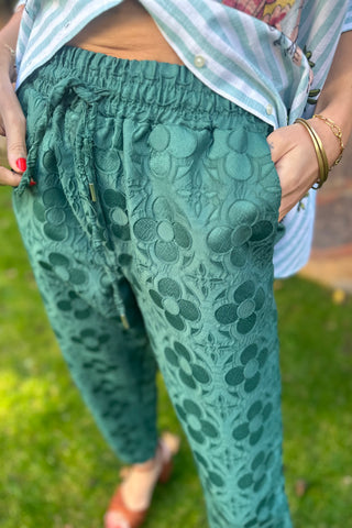 Embossed Patterned Trousers