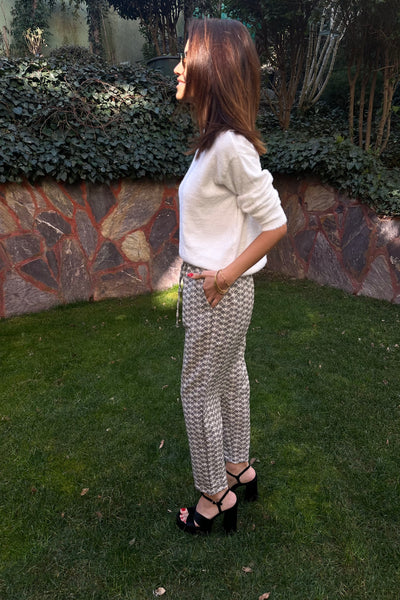 Drawstring Patterned Trousers