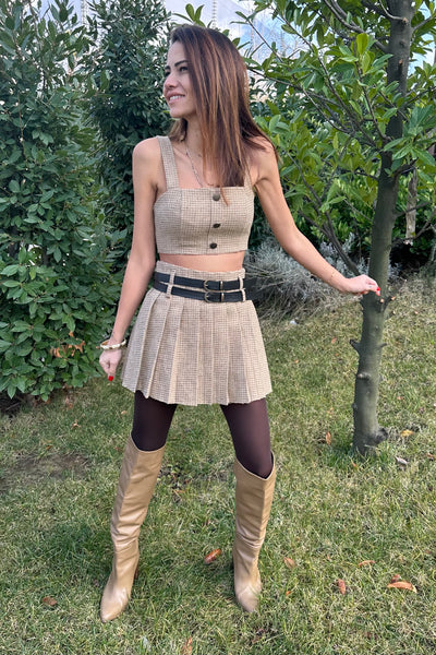 Plaid Skirt and Crop Set