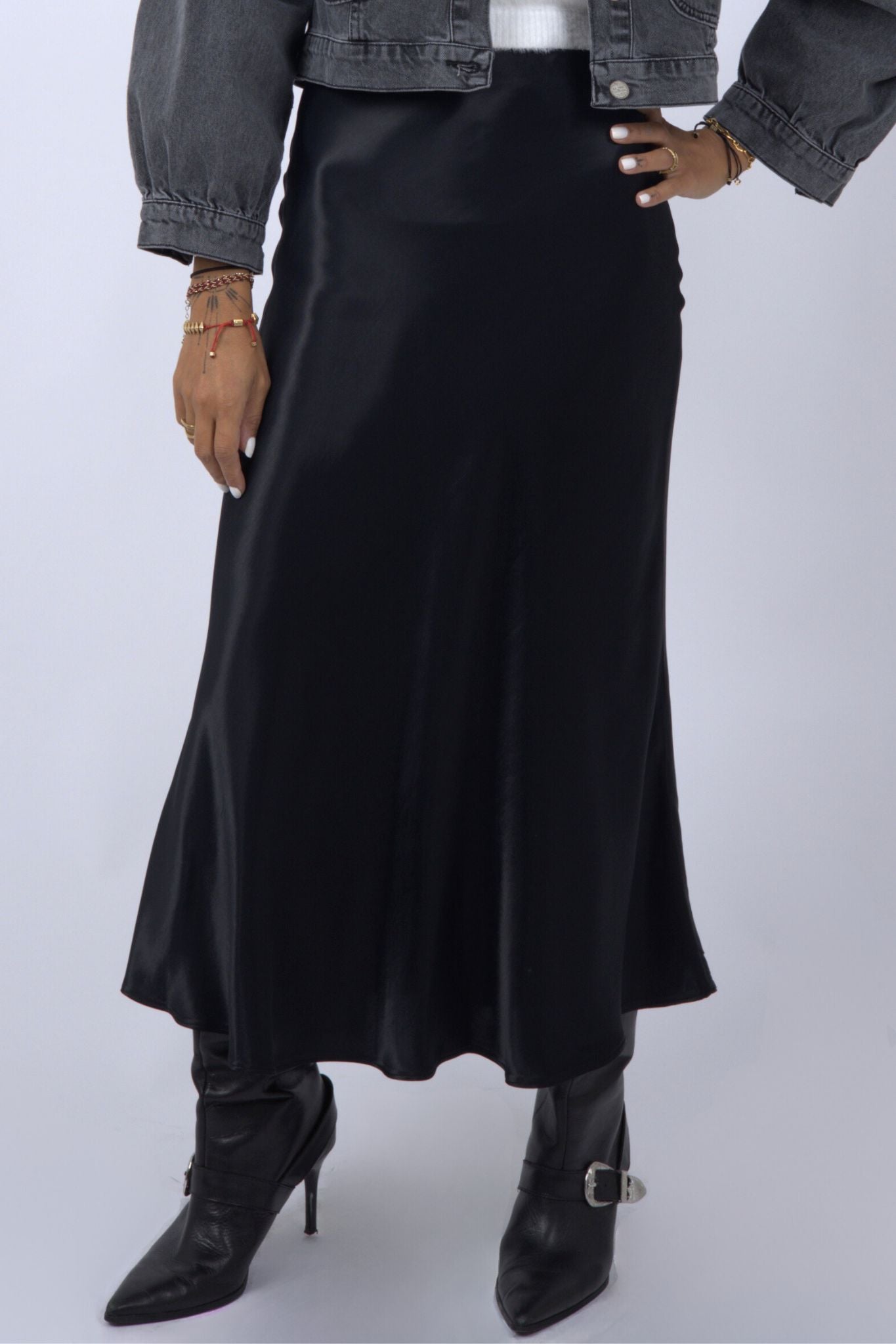 SATIN MIDI SKIRT