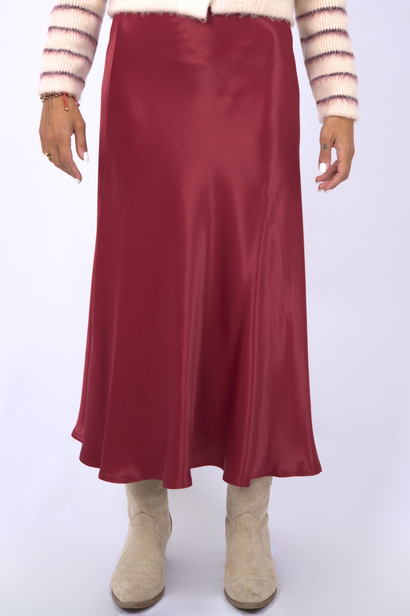 SATIN MIDI SKIRT