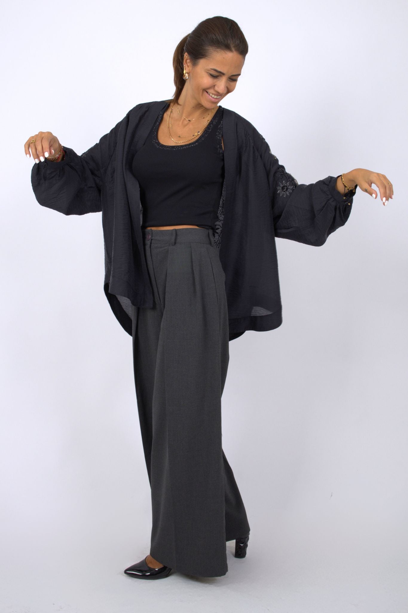 High Waist Wide Leg Trousers