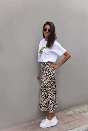 leopard printed satin midi skirt 2