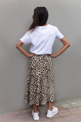 Leopard print hotsell midi skirt satin