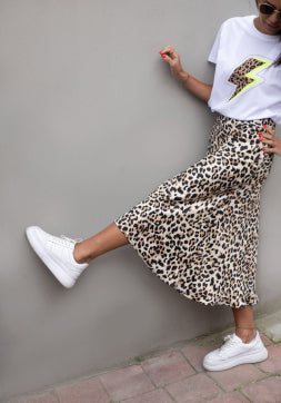 Leopard satin on sale midi skirt kmart