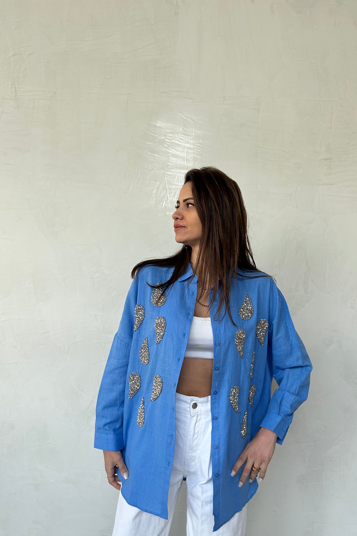 Cotton Beaded Shirt - janandnova