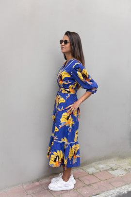 blue bana printed midi dress 2