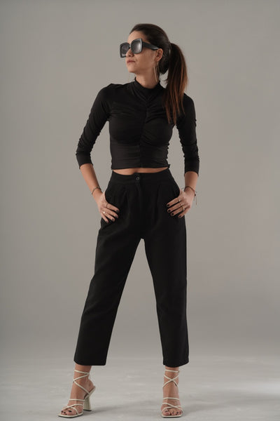 Turtleneck Draped Blouse - janandnova