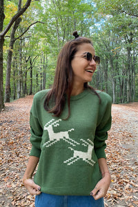 Green Deer Jumper - janandnova