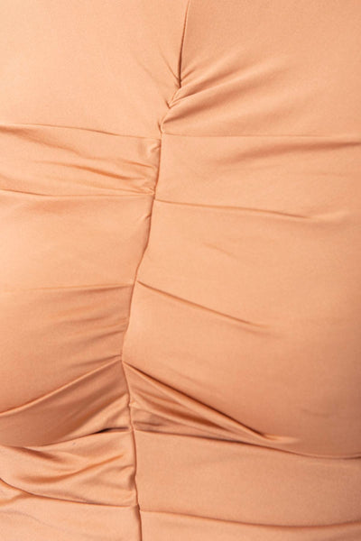 turtleneck draped body women camel close